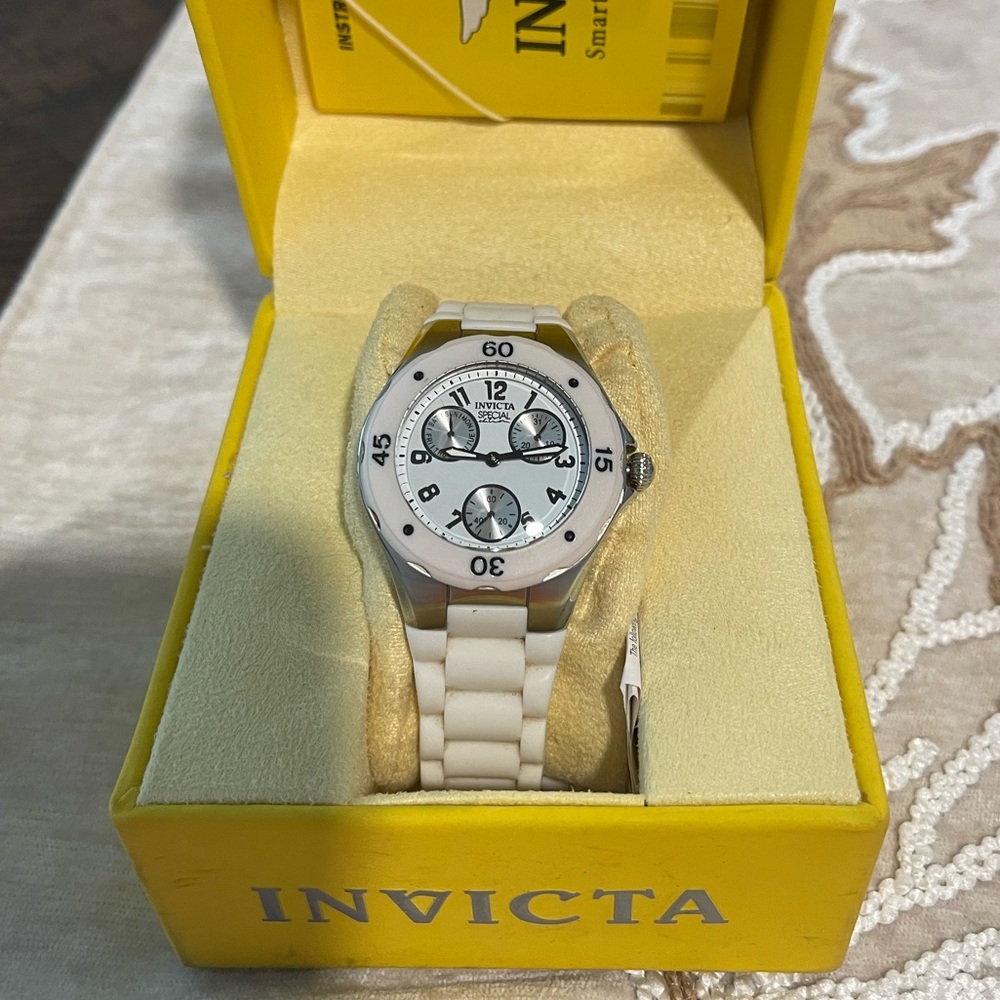 Invicta Sports Watch with white rubber wrist band